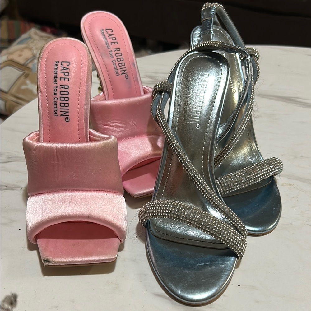 Cape Robbin Women's Pink and Silver Heels Lot